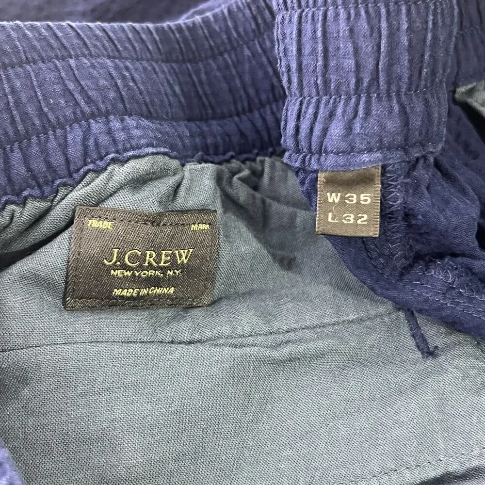 J Crew Navy Drawstring Jogger Pants Men's 35 x 32 Relaxed Fit Casual Style